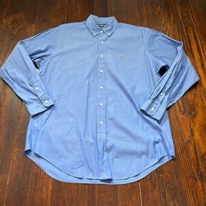 Vintage Ralph Lauren Yarmouth Shirt Mens 16 35 Blue Flesh‎ Pony 90s Button Down
